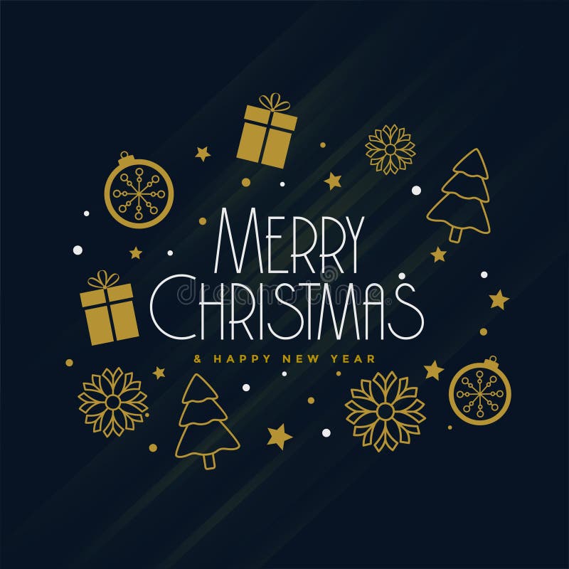 Merry Christmas Decoration Elements on Dark Background Stock Vector ...