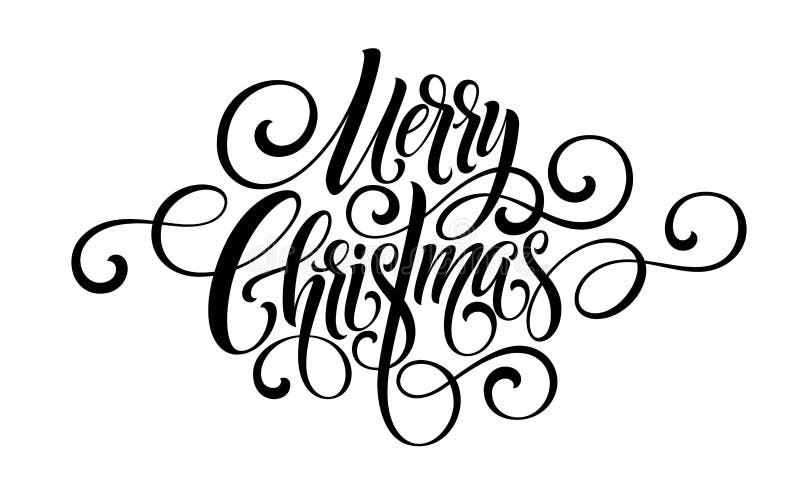 Merry Christmas handwriting script lettering. Vector illustration