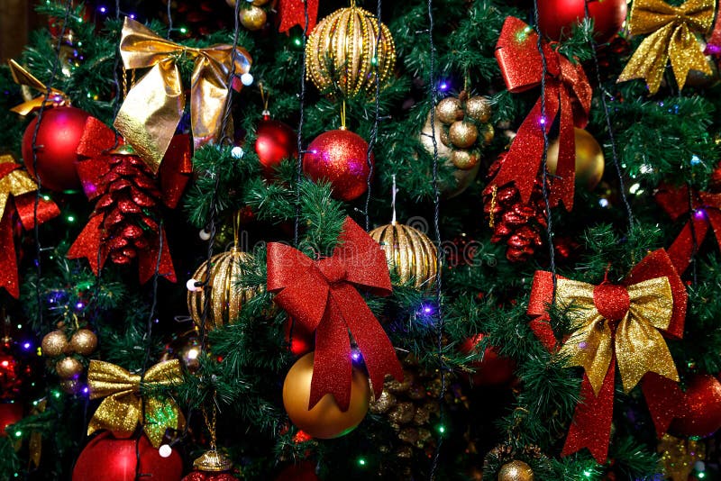 Merry Christmas and Happy Holidays. Christmas Tree Decor Stock Photo Image of table, pine