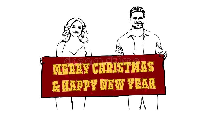 Merry Christmas and Happy New Year Animation Digital banner stock illustration