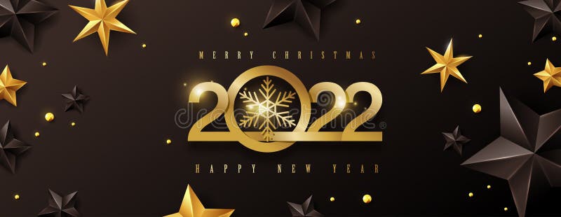 Merry Christmas and Happy New Year 2022 Background Decorated with Gold ...