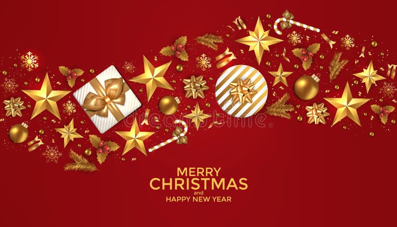 Merry Christmas and Happy New Year background design stock illustration