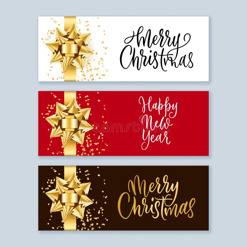 Merry Christmas, Happy New Year Poster, Banner Background. Vector 3d