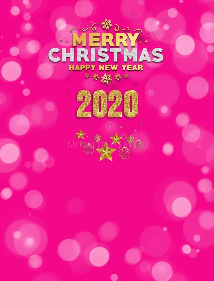 Merry Christmas and happy new year 2020 card with bokeh background in blue and golden royalty free stock images