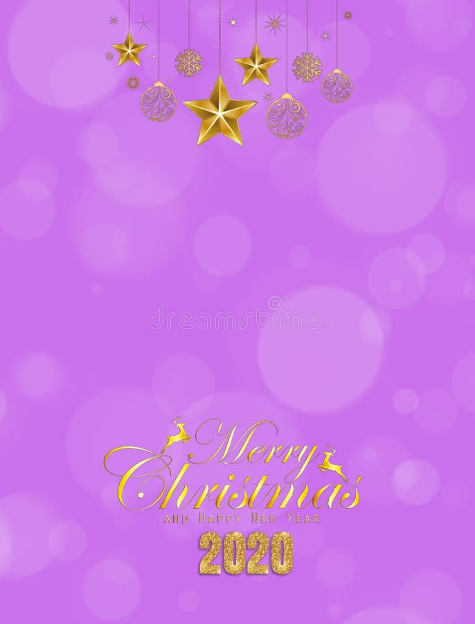 Merry Christmas and happy new year 2020 card with bokeh background in blue and golden royalty free stock photography