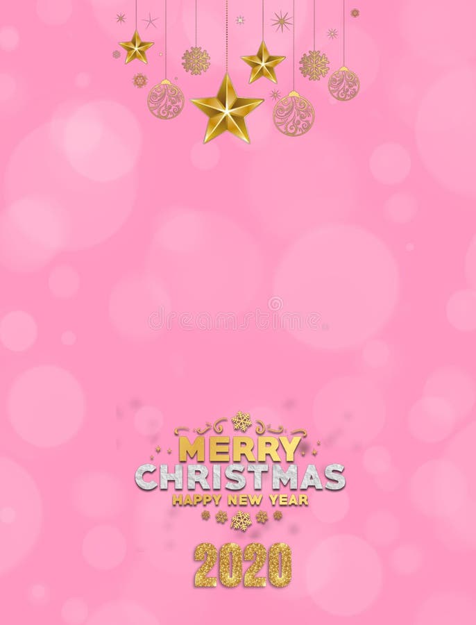 Merry Christmas and happy new year 2020 card with bokeh background in blue and golden royalty free stock photos