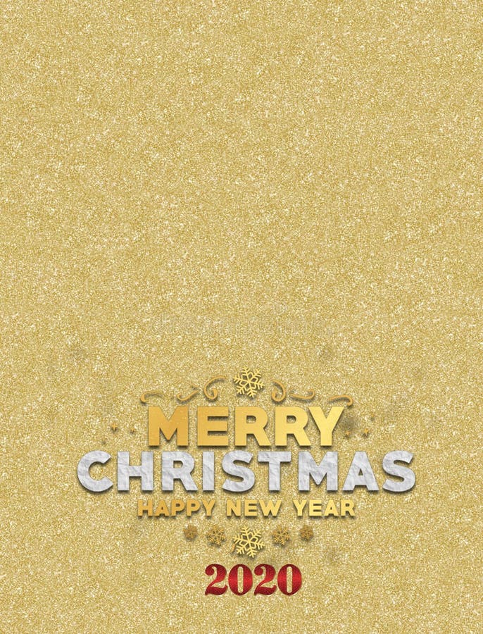 Merry Christmas and happy new year 2020 card with bokeh background in blue and golden stock photography
