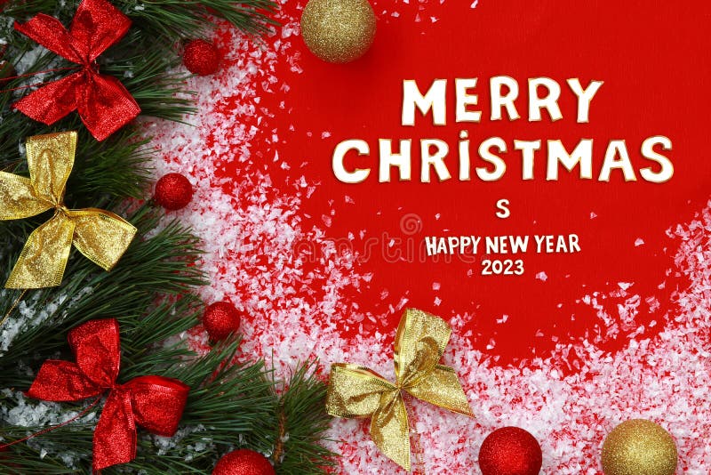 Merry Christmas and Happy New Year 2023, Christmas Card or Banner Stock