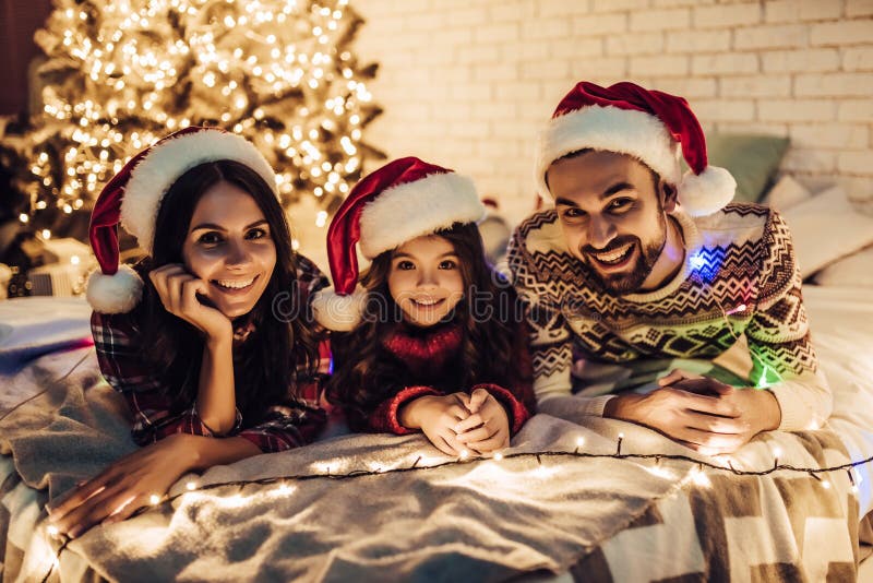 Family on New Year`s Eve royalty free stock photo Family on New Year`s Eve royalty free stock photo