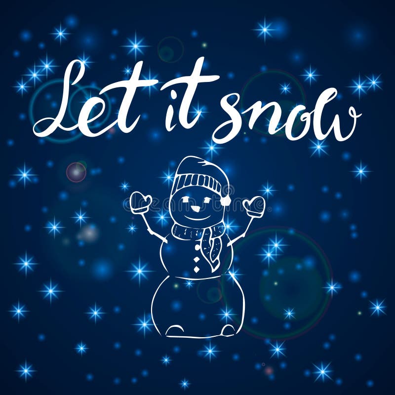 Merry Christmas. Happy New Year, 2018 greeting card. Let it snow typography xmas with hand drawn text and design stock illustration Merry Christmas. Happy New Year, 2018 greeting card. Let it snow typography xmas with hand drawn text and design stock illustration