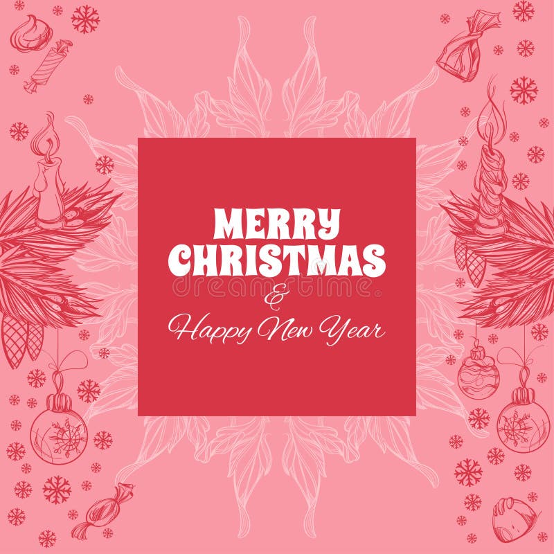 Merry Christmas and Happy New Year Greeting Card. Stock Vector ...