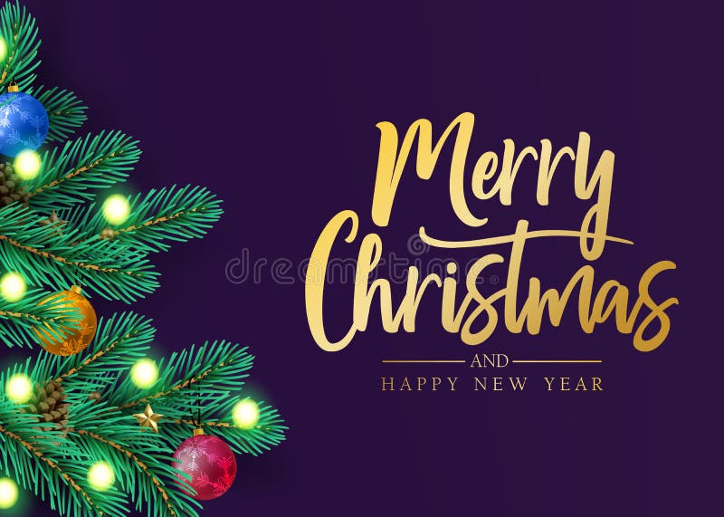 Merry Christmas and Happy New Year Holiday Greeting Decorative Postcard Design royalty free illustration