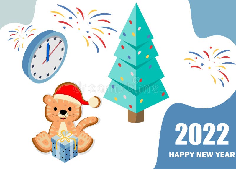 Merry Christmas and Happy New Year. 2022. Happy Holidays. Vector