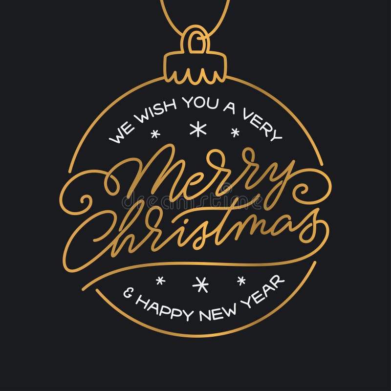 Merry Christmas and Happy New Year lettering template. Greeting card or invitation. Vector vintage illustration. stock illustration