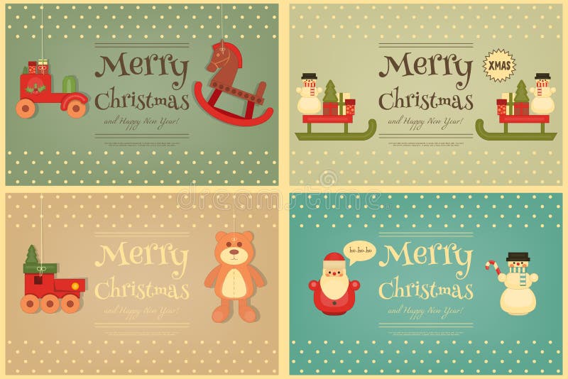 Merry Christmas and Happy New Year Posters Set