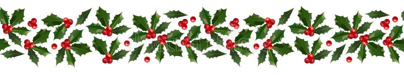 Holly Christmas decorative border