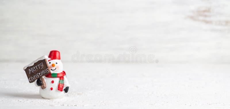 Merry Christmas and Happy new years Snowman web banner with copy space. Abstract, advertisement, backdrop, background, blank, card, celebration, character royalty free stock photography