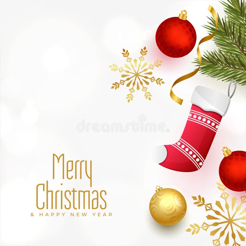 Merry Christmas Holiday Banner with Realistic Xmas Elements Stock