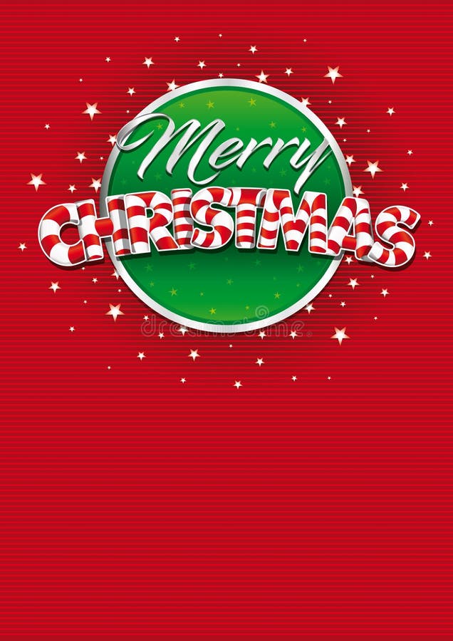 Merry Christmas lettering. Red cover of greeting card with lines texture in background. Layout size: 21 cm x 29.7 cm. A4 size