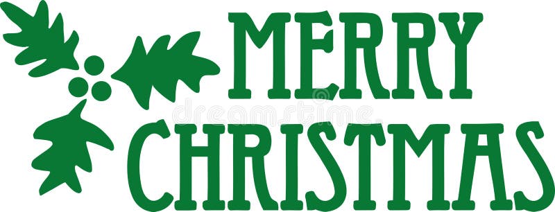 Merry Christmas Word in Mistletoe Wreath Stock Vector - Illustration of ...