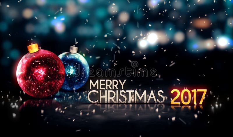 Merry Christmas 2017 Night Bokeh Beautiful 3D Background Stock ...