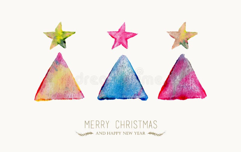 Veselé Vianoce pohľadnicu s farebnými ručne ťahané strom akvarel textúru ilustrácia.