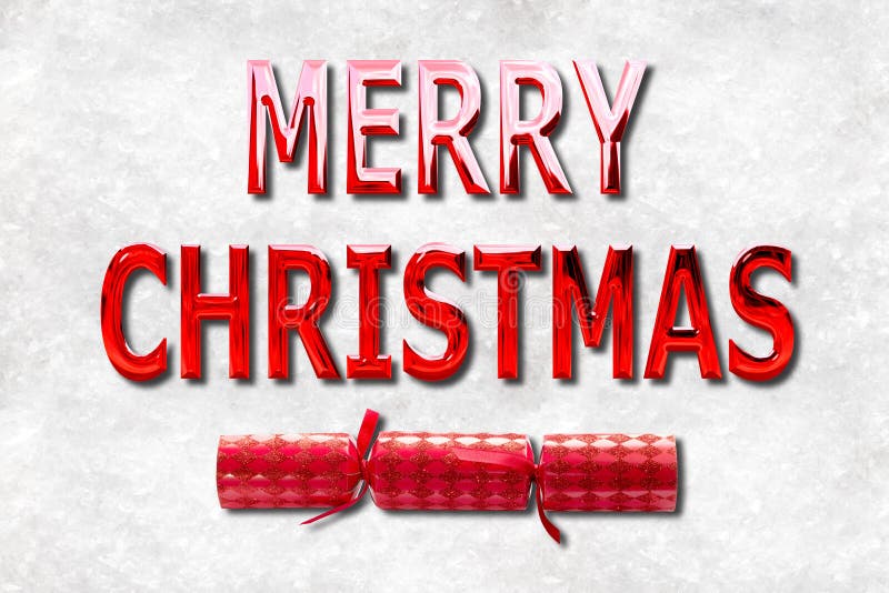 Merry Christmas With Red Cracker in Snow stock illustration Merry Christmas With Red Cracker in Snow stock illustration