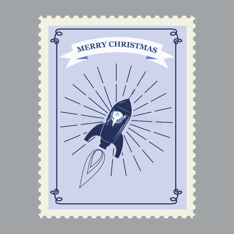 Ballpoint pen Santa mail stamps vector set Illustration #96099516