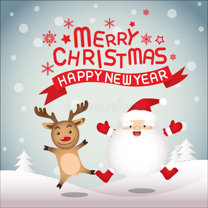 Merry Christmas , Santa Claus And Rudolph Stock Illustration - Illustration of christmas ...