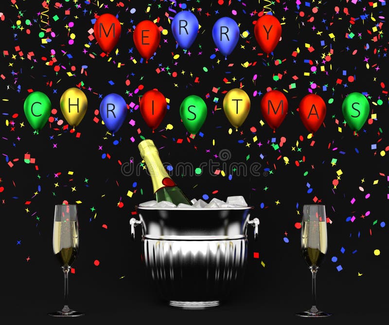 Merry christmas scene stock illustration. Illustration of render - 82632909