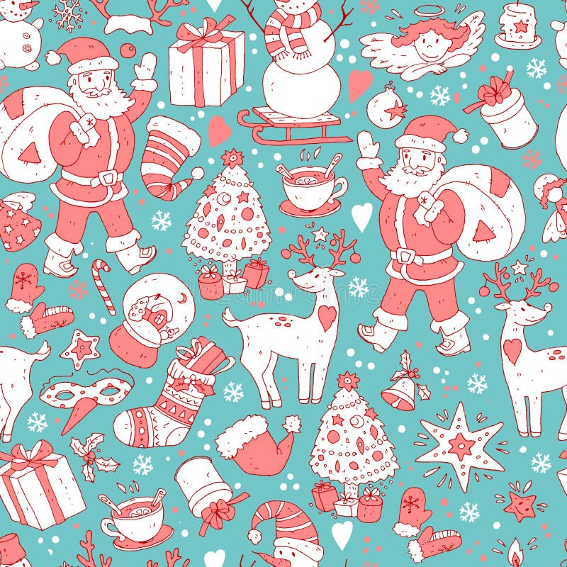 Merry Christmas seamless pattern, Happy New Year background, wra