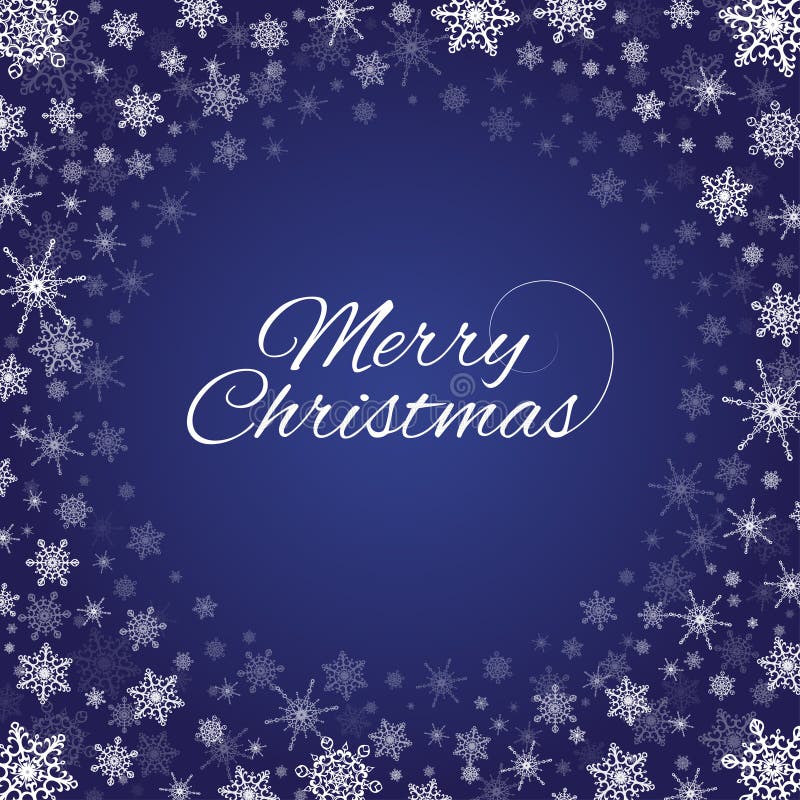 merry christmas snowflakes frame deep blue stock vector blue christmas words