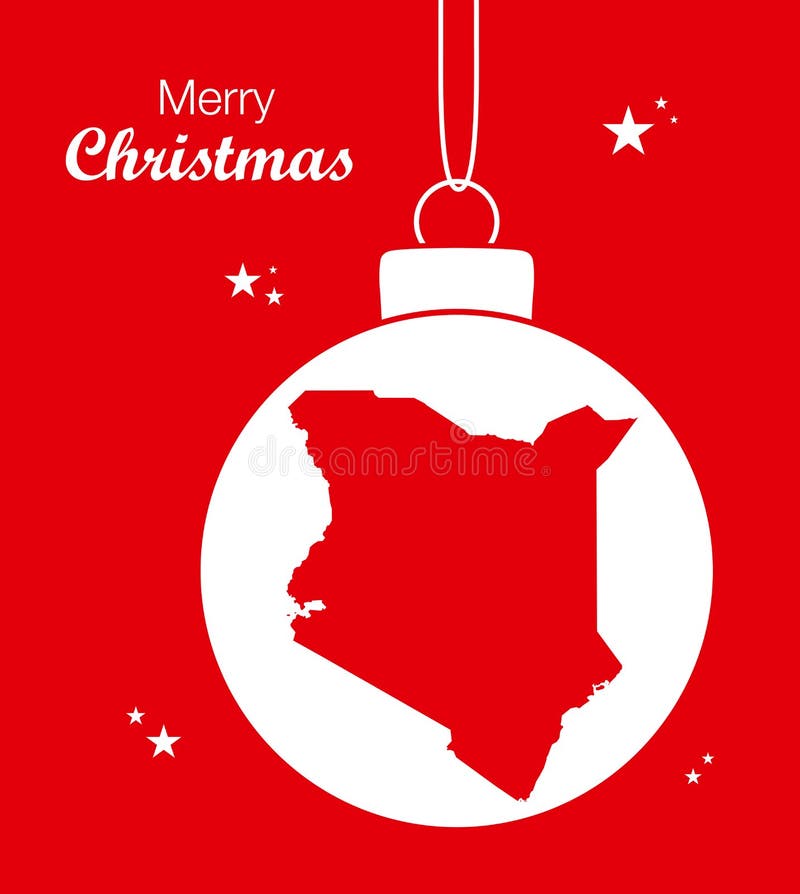 Merry Christmas Theme with Map of Kenya Stock Illustration