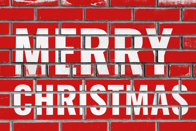 Merry Christmas greeting text on red bricks wall royalty free stock photos Merry Christmas greeting text on red bricks wall royalty free stock photos