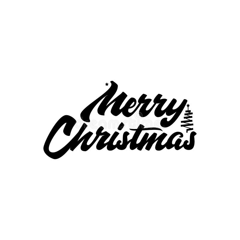 Merry Christmas, Xmas Badge with Handwritten Lettering Stock Vector ...