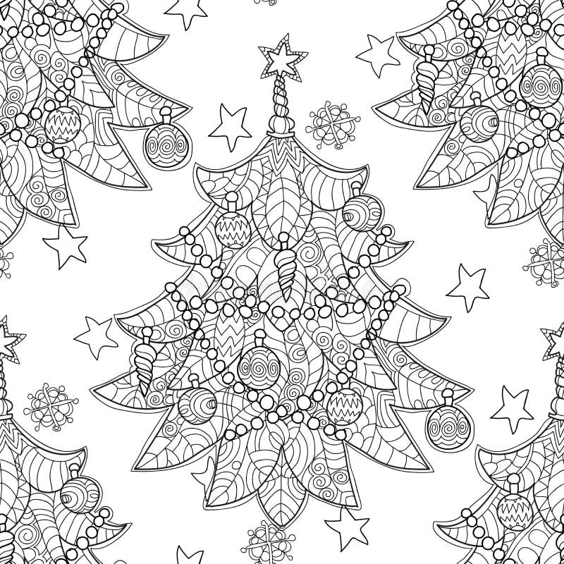 Download Merry Christmas Zentangle Fir Tree Doodle . Stock Vector ...