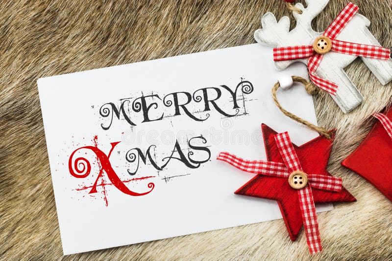 Cute Kraft Paper Black Script Font Merry Christmas