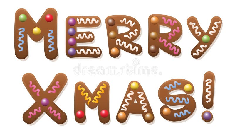 Merry Xmas Gingerbread stock vector. Illustration of wishes - 80332935