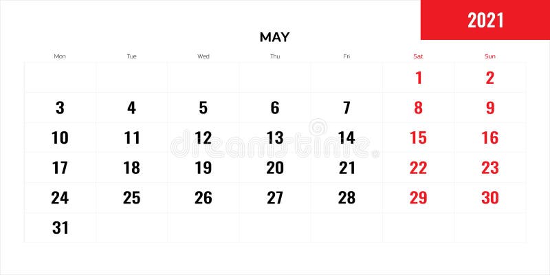 Mes De Mayo Del Calendario De Planificacion De 21 Ilustracion Vectorial Ilustracion Del Vector Ilustracion De Recordatorio Trimestral