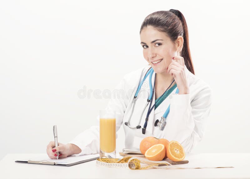Mesa do nutricionista com fruto saudável foto de stock royalty free Mesa do nutricionista com fruto saudável foto de stock royalty free