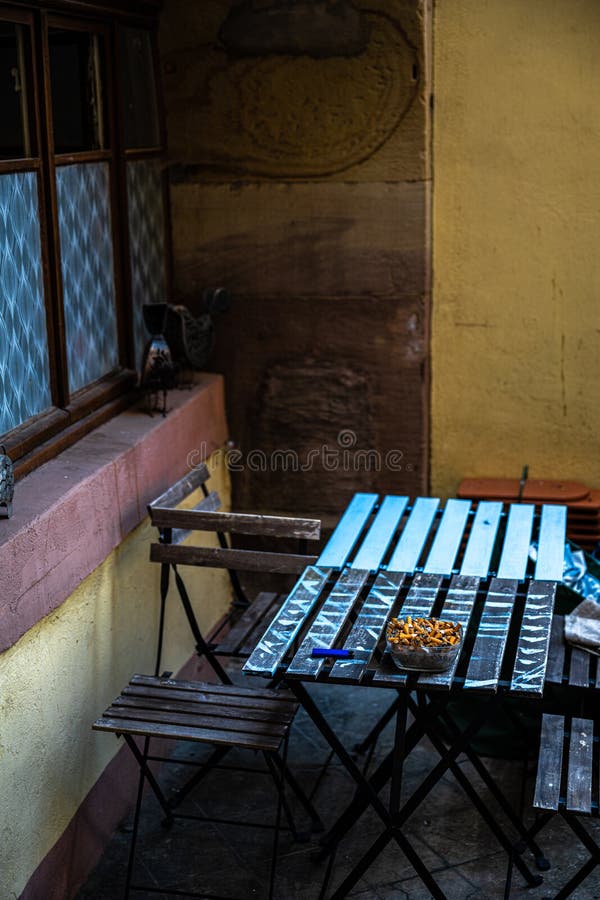 Table and Cigarettes in Alsace, France. Table and Cigarettes in Alsace, France