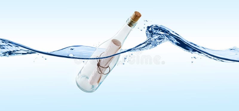 Mesaj flacon valuri ocean royalty free stock photo