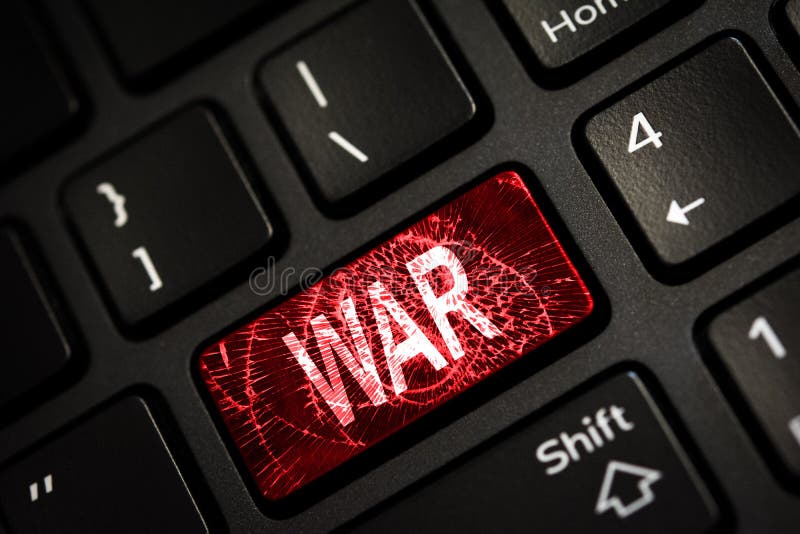 Mesaj la tastatura cu intrare roșie întreruptă. avertisment de atac în Ucraina computerizată. copiere spațiu royalty free stock images