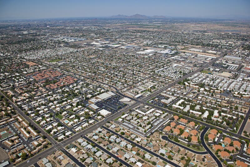 Mixed use sprawl of southwest Mesa, Arizona from above. Mixed use sprawl of southwest Mesa, Arizona from above