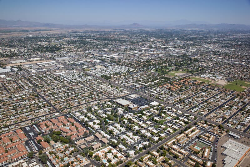 Mixed use sprawl of southwest Mesa, Arizona from above. Mixed use sprawl of southwest Mesa, Arizona from above
