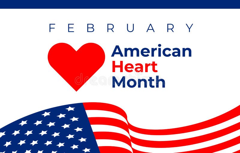 Mese del cuore nazionale a febbraio design americano per bandiere e cuore Per striscioni, volantini, manifesti e social media