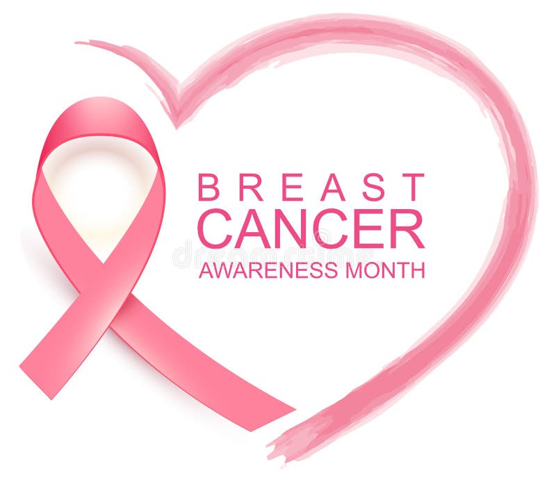 Mese nazionale di consapevolezza del cancro al seno Il nastro, il testo ed il cuore rosa del manifesto modellano illustrazione vettoriale