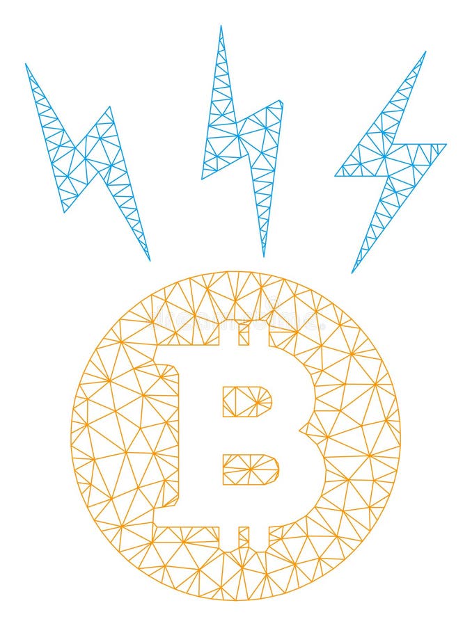 Bitcoin Lightnings Vector Mesh Carcass Model stock illustration