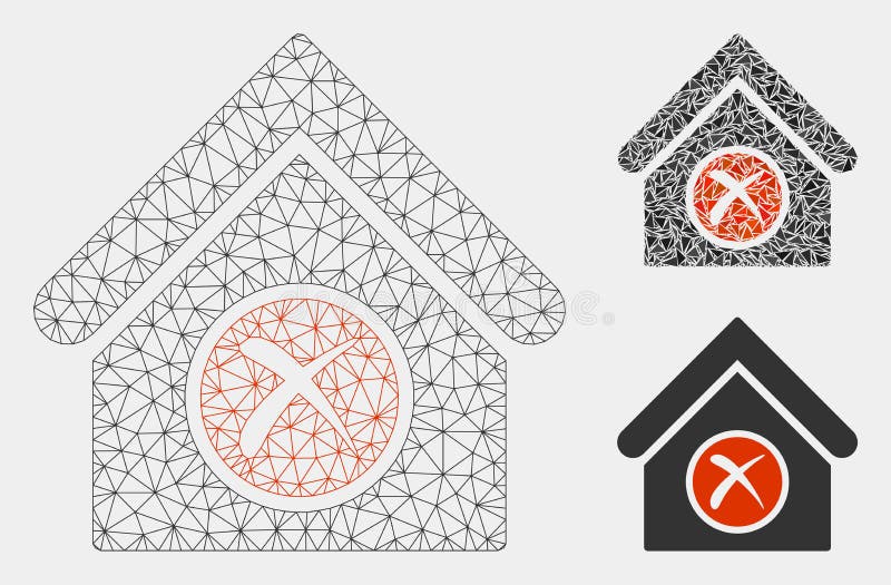 Erase Building Vector Mesh Carcass Model and Triangle Mosaic Icon royalty free illustration