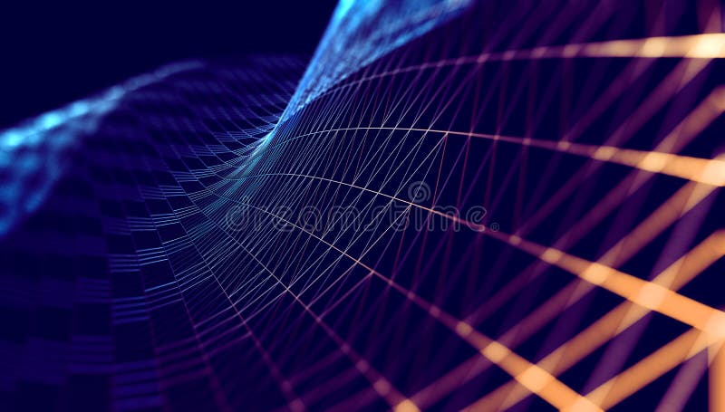 Mesh or net with lines and geometrics shapes detail. 3d illustration stock illustration